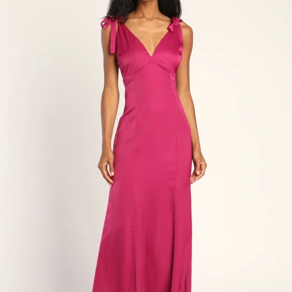 Pink satin long gown Lulus